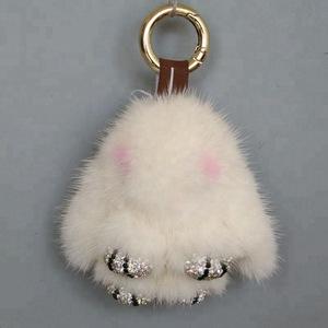 毛皮制品兔子挂件貂皮车钥匙扣动物毛皮钥匙圈